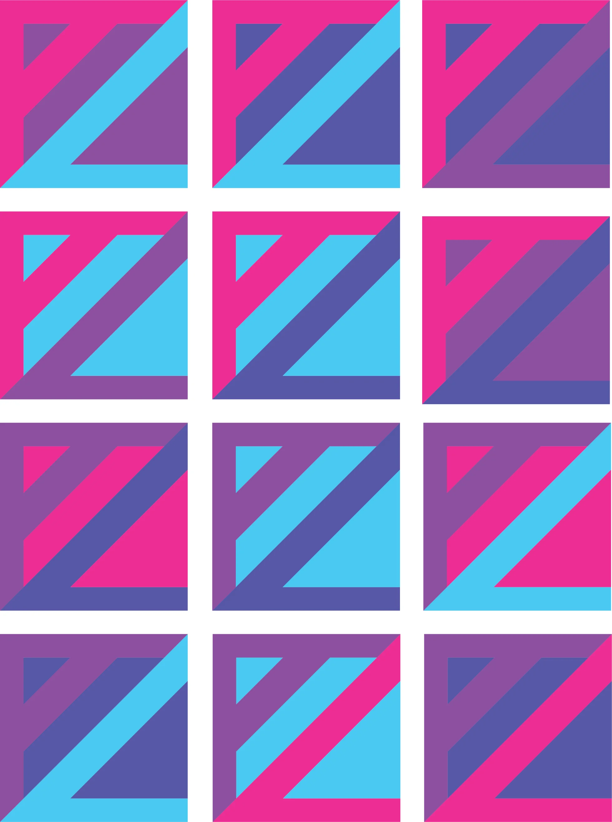 I liked the logo where you could see the “A” and then hopefully the “L”. I narrowed down the coded logos to this set of 12 to figure out the most legible color pattern.