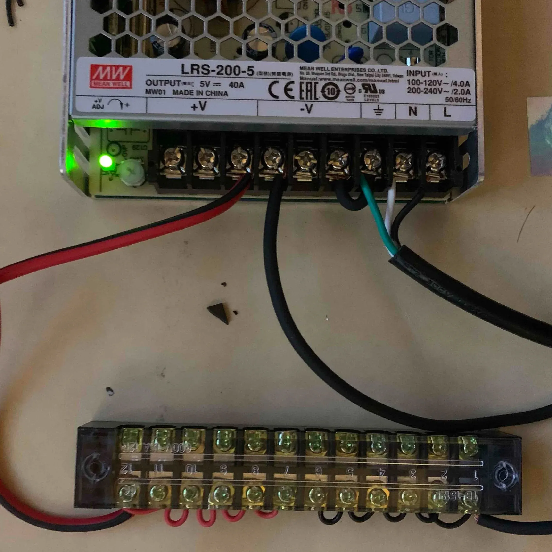 +5V DC and GND to terminal block, connect 6 GND, 6 5V